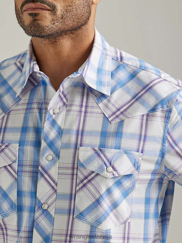 varavīksnene violeta 20 reižu konkurētspējīgs komfortabls krekls ar īsām piedurknēm rietumu divkabatu rūtains krekls vīriešiem apģērbs Wrangler BFNTB454